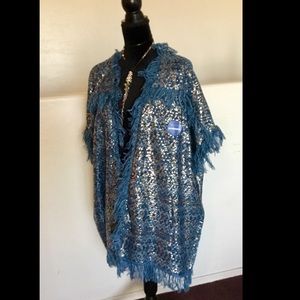 WOMEN’S OPEN FRONT FRINGE CARDIGAN - TEAL